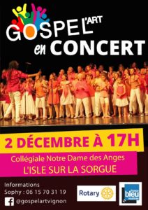 Concert 2 décembre 2018 L’Isle sur la Sorgue